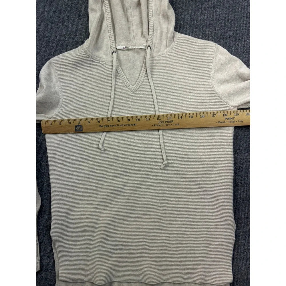 Athleta Hoodie Sweater Womens Small Beige Ribbed Knit V-Neck Pullover - Picture 5 of 7